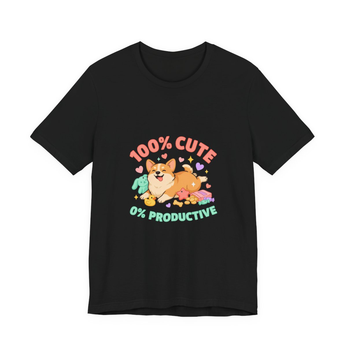 100% Cute 0% Productive Corgi T-Shirt in Black