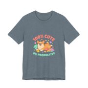 100% Cute 0% Productive Corgi T-Shirt in Heather Slate