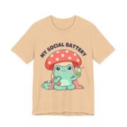 My Social Battery Cute Frog Mushroom T-Shirt - Image 2
