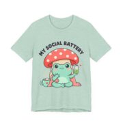 My Social Battery Cute Frog Mushroom T-Shirt - Image 10