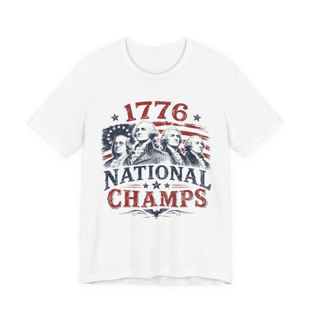 1776 National Champs Founding Fathers T-Shirt in White