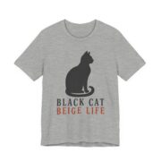 Black Cat Beige Life Shirt - Funny Halloween Tee - Image 3