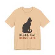 Black Cat Beige Life Shirt - Funny Halloween Tee - Image 2
