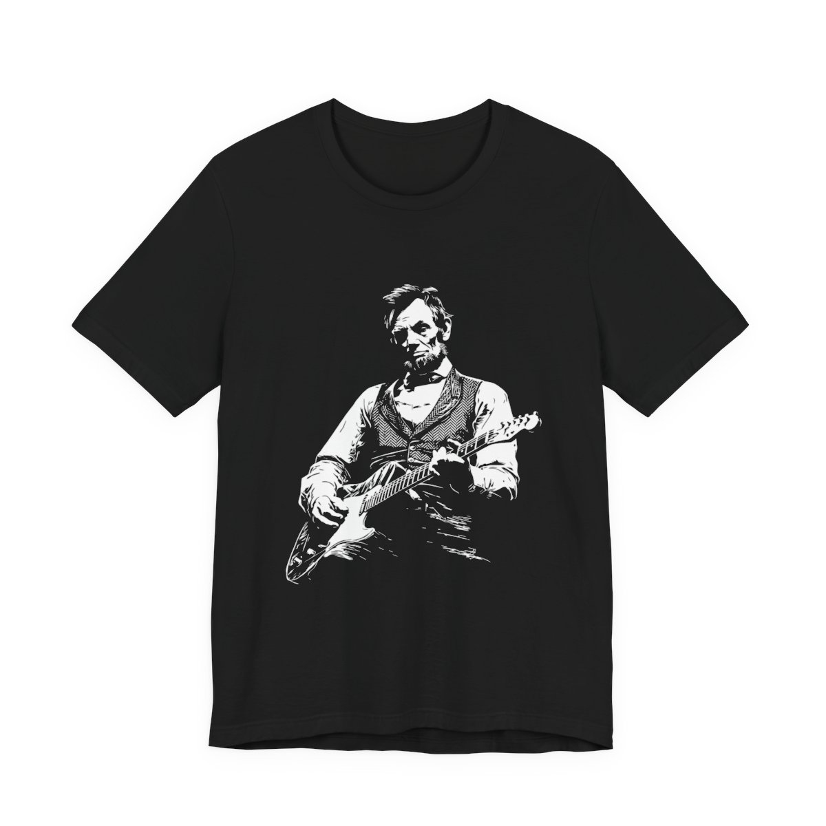 Abraham Lincoln Playing Guitar Funny History T-Shirt in Black