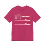 American Flag Fishing Rods Patriotic T-Shirt in Berry