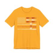 American Flag Fishing Rods Patriotic T-Shirt in Gold