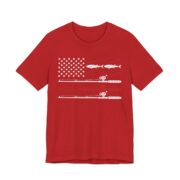 American Flag Fishing Rods Patriotic T-Shirt in Red