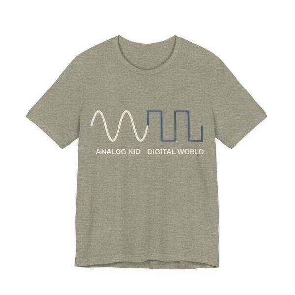Analog Kid Digital World Shirt - Retro Gen X Gift Tee in Heather Stone