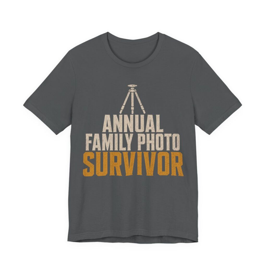Annual Family Photo Survivor Shirt - Funny Christmas Tee in Asphalt