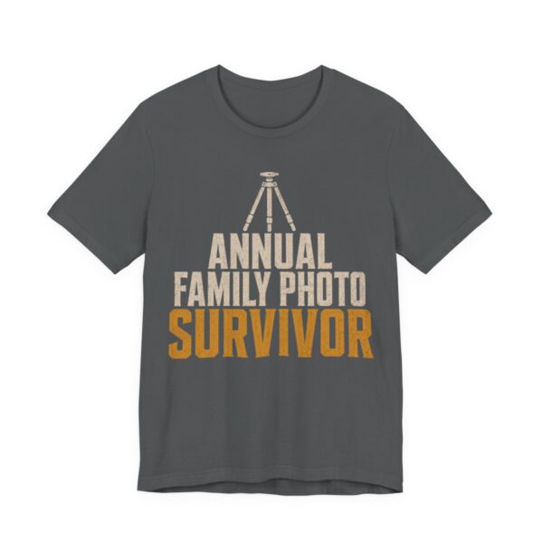 Annual Family Photo Survivor Shirt - Funny Christmas Tee in Asphalt