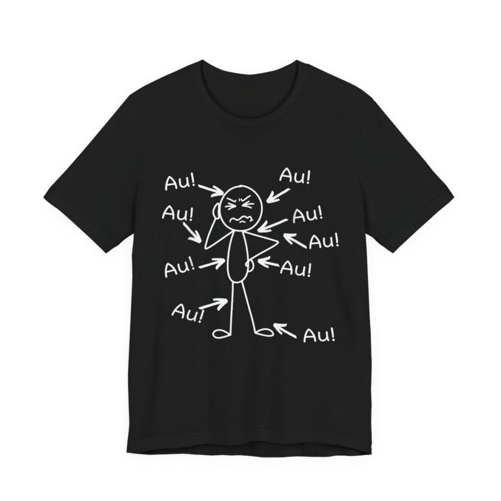 Au Everything Hurts Stick Figure Funny T-Shirt in Black