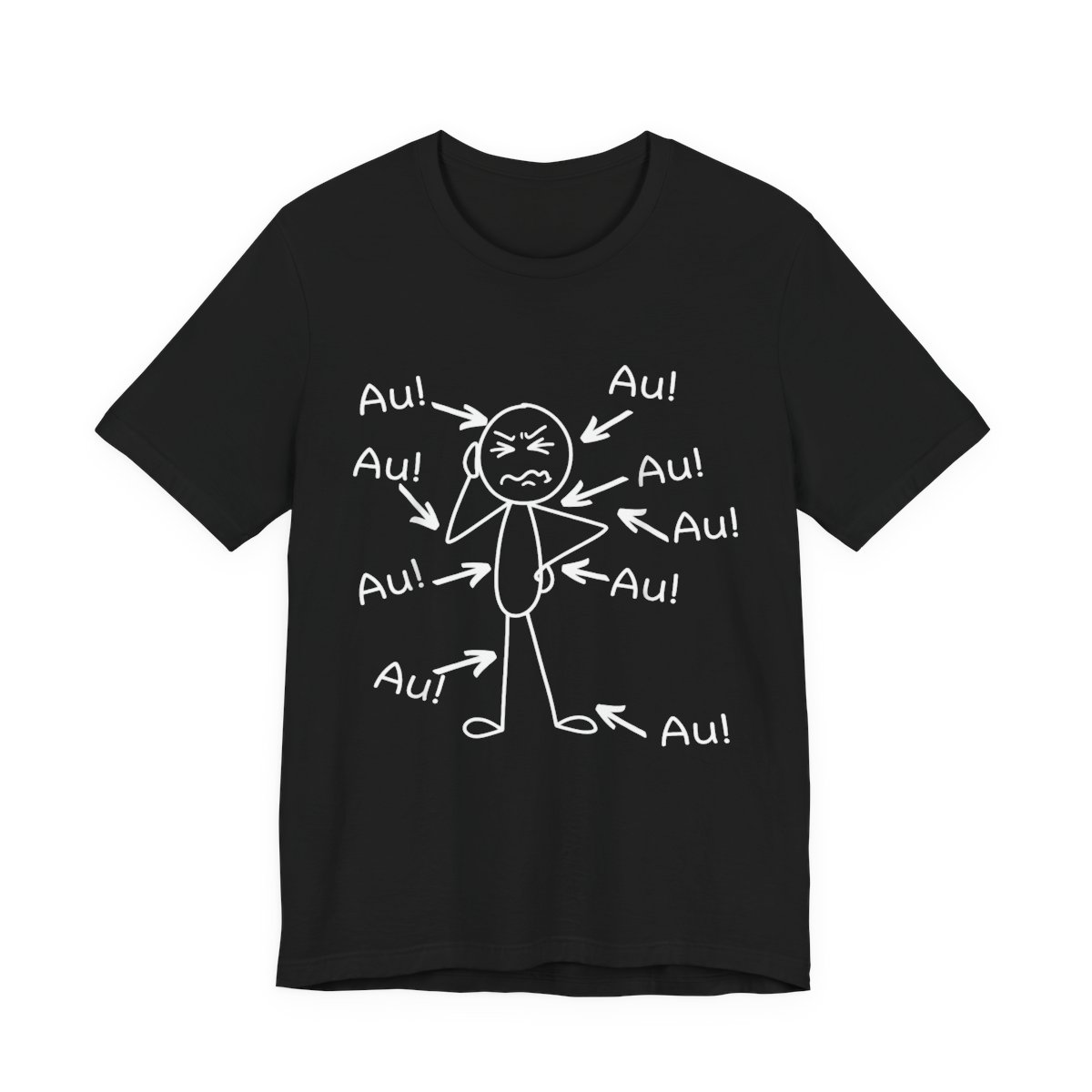 Au Everything Hurts Stick Figure Funny T-Shirt in Black