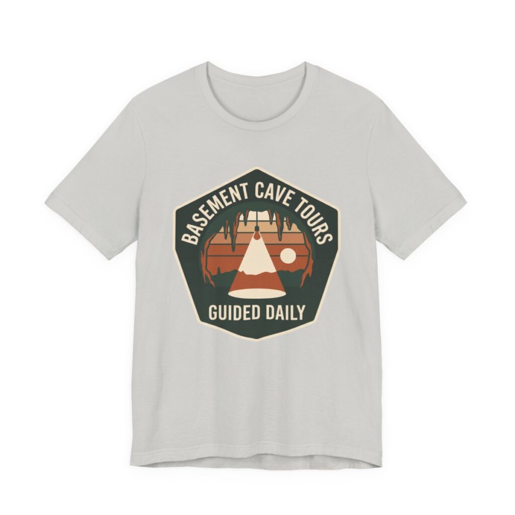 Basement Cave Tours Guided Daily Shirt - Funny Introvert Tee in Silver