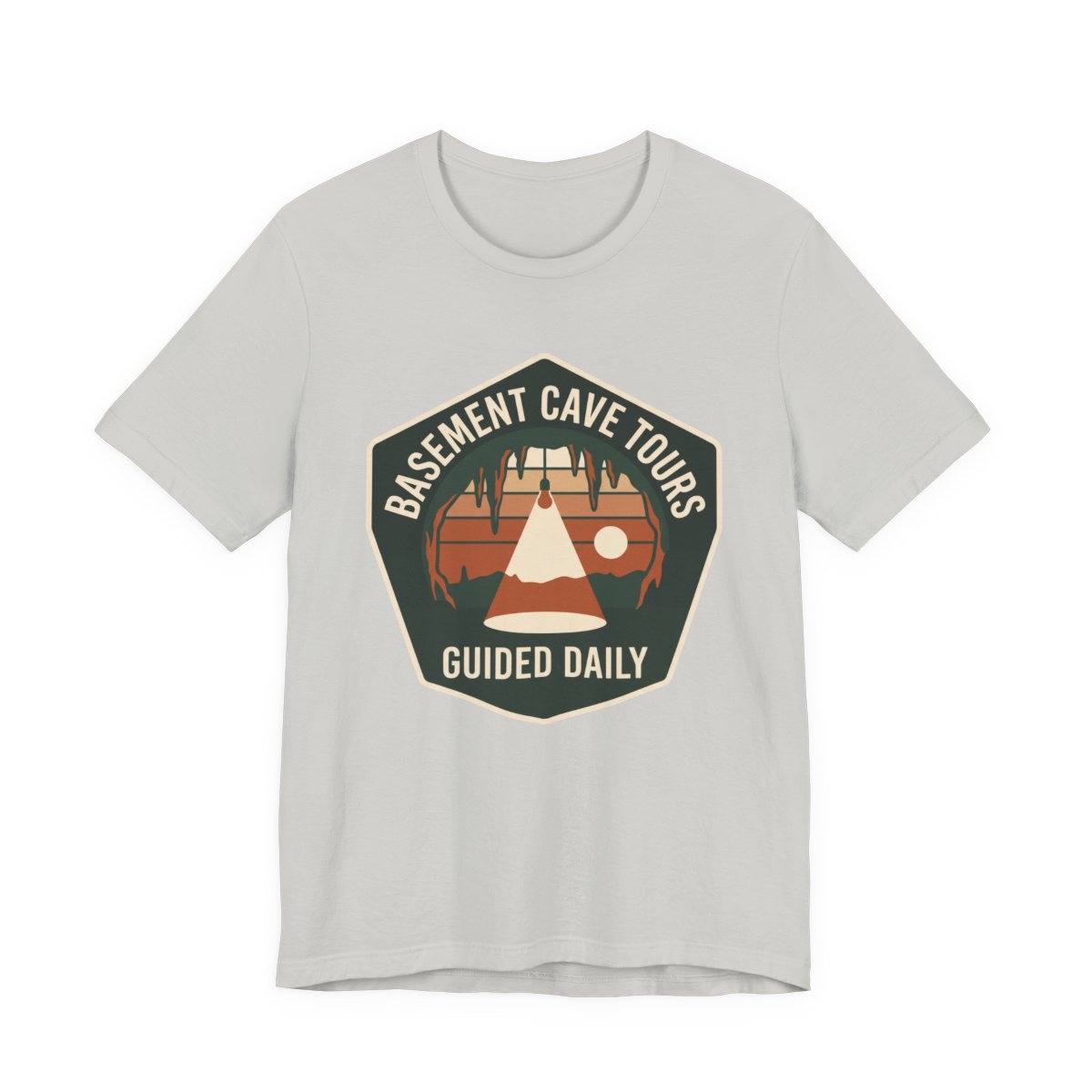 Basement Cave Tours Guided Daily Shirt - Funny Introvert Tee in Silver