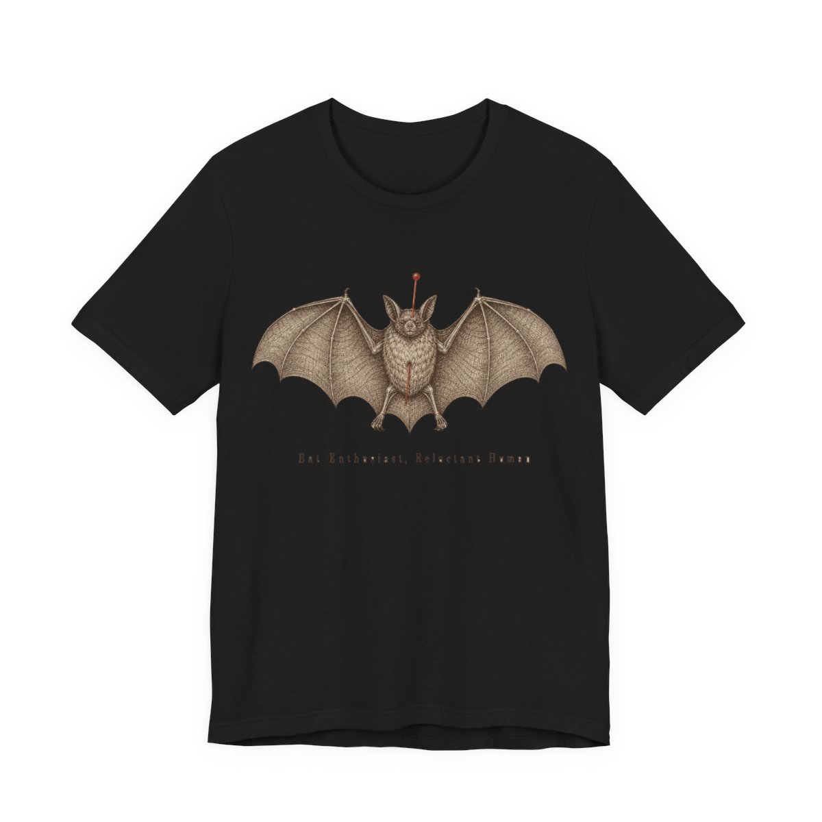 Bat Enthusiast Reluctant Human Shirt - Funny Halloween Tee in Black