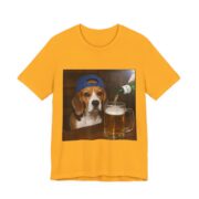 Beagle With A Beer Funny Dog T-Shirt in Gold