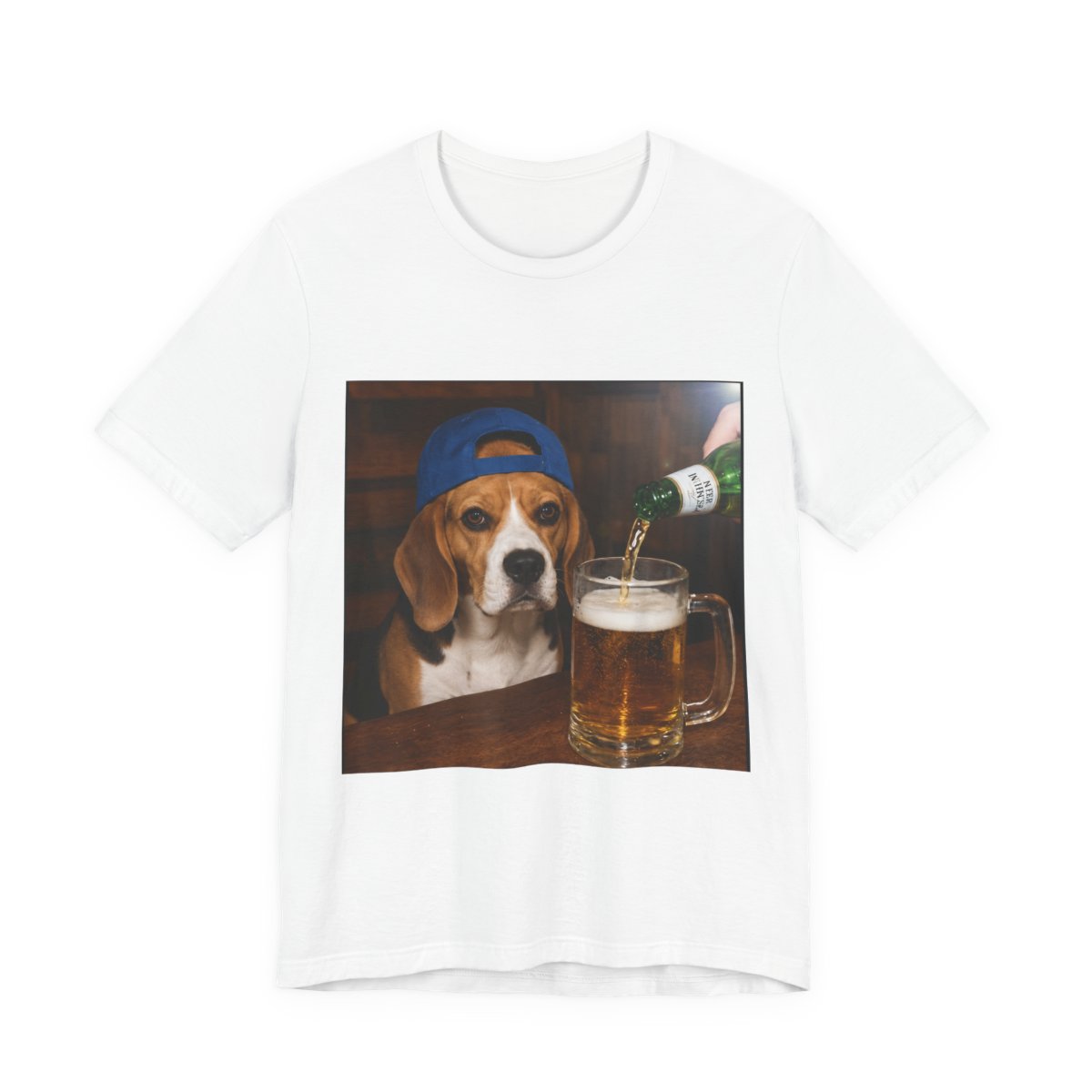 Beagle With A Beer Funny Dog T-Shirt in White