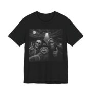 Bigfoot Alien Cat Selfie Funny T-Shirt in Black