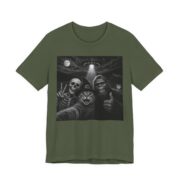 Bigfoot Alien Cat Selfie Funny T-Shirt in Military Green