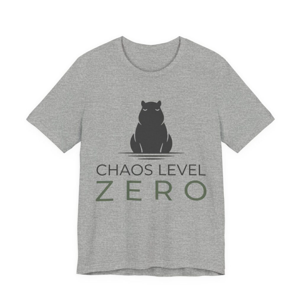 Capybara Chaos Level Zero Shirt - Funny Capybara Tee in Athletic Heather