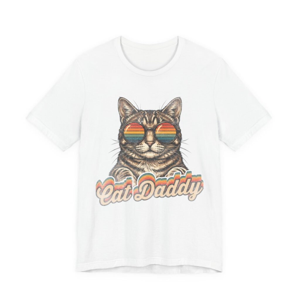 Cat Daddy Sunglasses Cat Dad T-Shirt in White