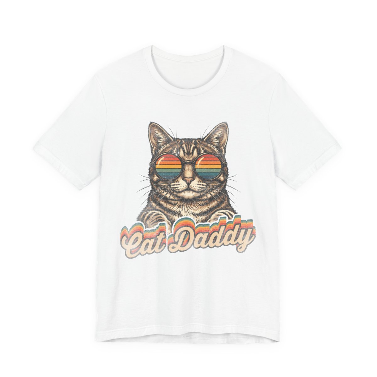 Cat Daddy Sunglasses Cat Dad T-Shirt in White
