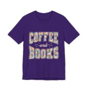 Coffee And Books Floral Reader T-Shirt in Team Purple