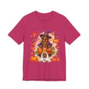 Dachshund Witch Halloween Pumpkin T-Shirt in Berry