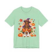 Dachshund Witch Halloween Pumpkin T-Shirt in Mint