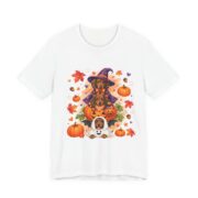 Dachshund Witch Halloween Pumpkin T-Shirt in White