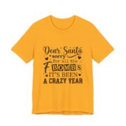Dear Santa Sorry For All The F Bombs T-Shirt in Gold
