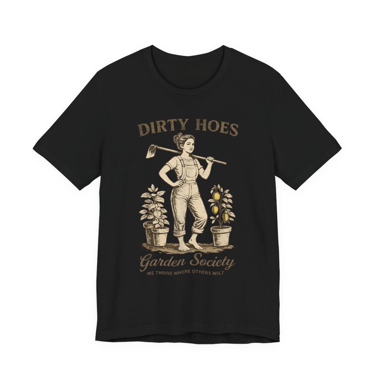 Dirty Hoes Garden Society Funny Gardening T-Shirt in Black