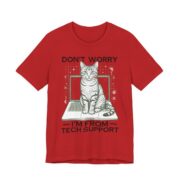 Don’t Worry I’m From Tech Support Cat T-Shirt in Red