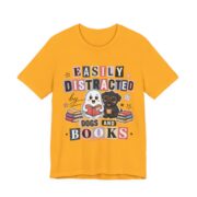 Easily Distracted By Dogs And Books T-Shirt in Gold