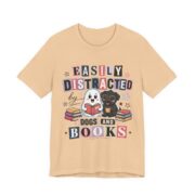 Easily Distracted By Dogs And Books T-Shirt in Sand Dune