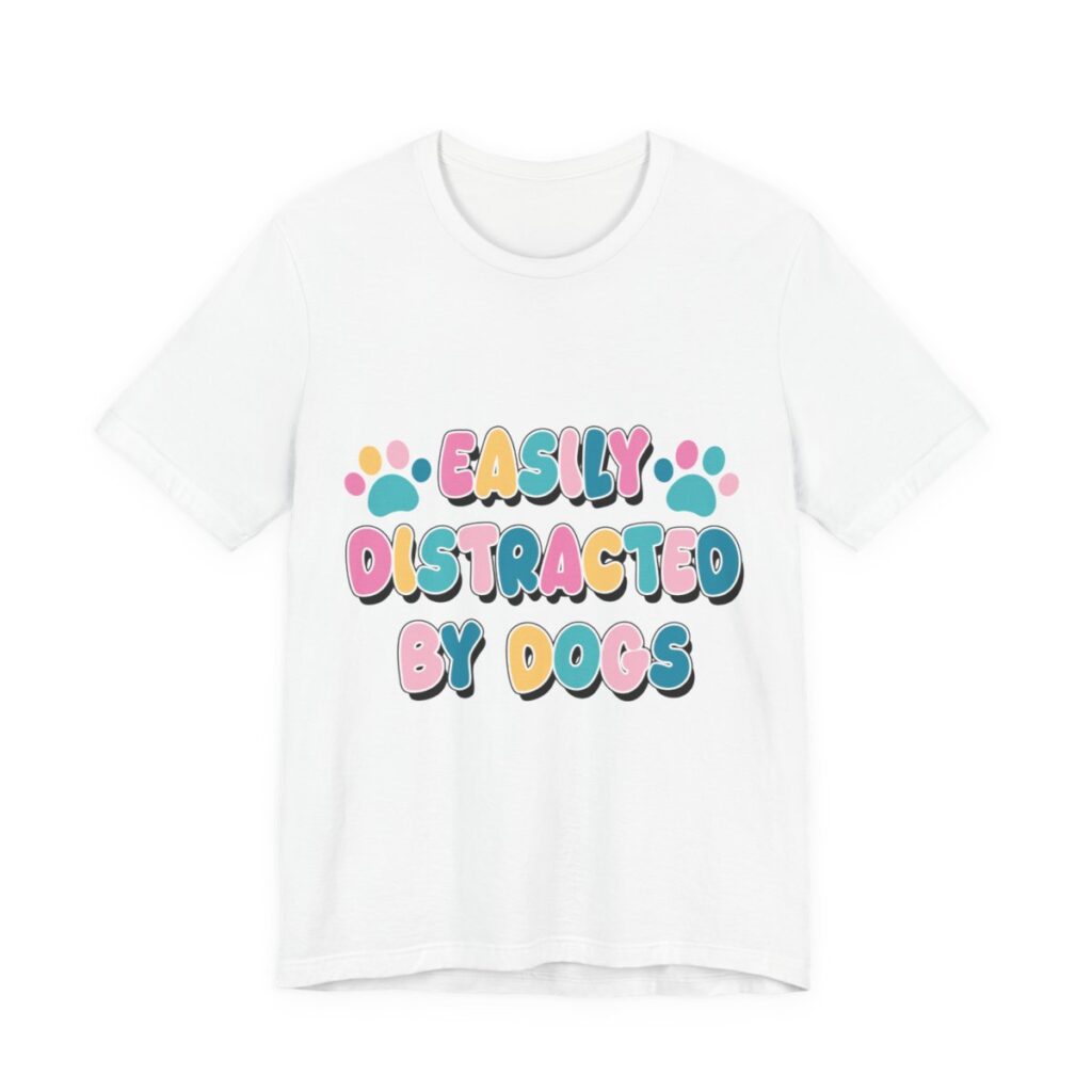 Easily Distracted By Dogs Pastel T-Shirt in White