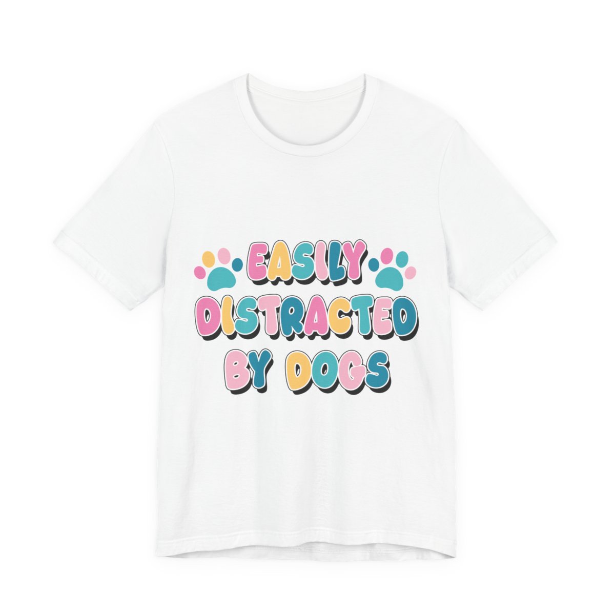 Easily Distracted By Dogs Pastel T-Shirt in White