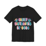 Easily Distracted By Dogs Paw Print T-Shirt in Black