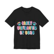 Easily Distracted By Dogs Paw Print T-Shirt in Black