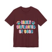 Easily Distracted By Dogs Paw Print T-Shirt in Maroon