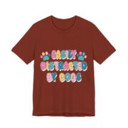 Easily Distracted By Dogs Paw Print T-Shirt in Rust