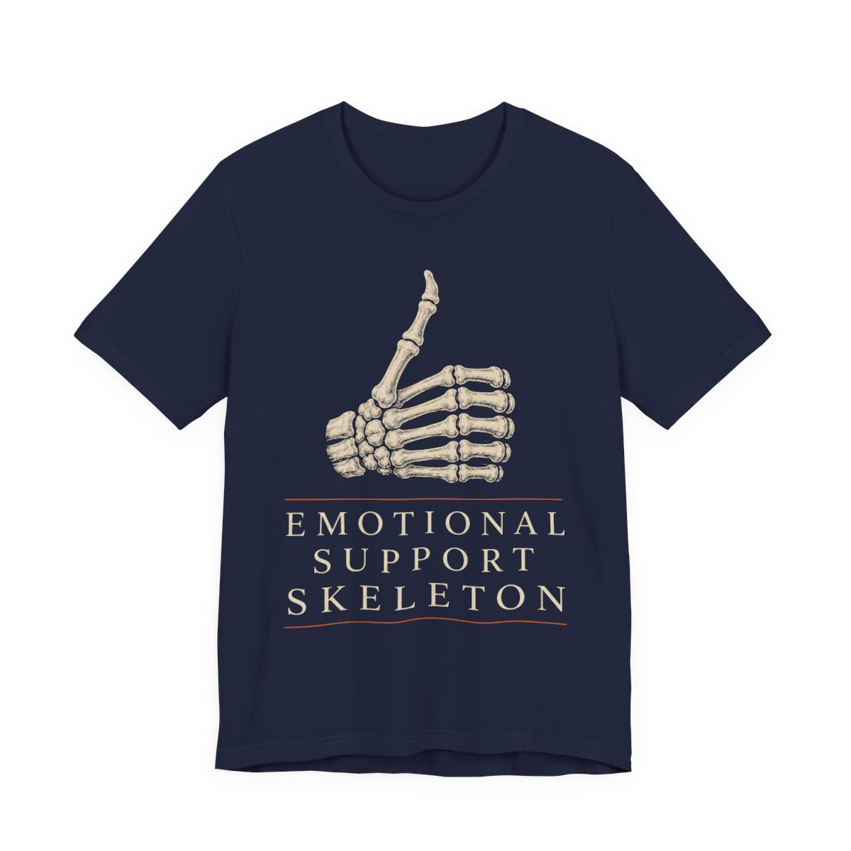 Emotional Support Skeleton Shirt - Funny Halloween Tee in Navy