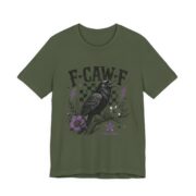F-Caw-F Checkered Crow Halloween T-Shirt in Military Green