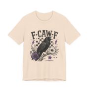 F-Caw-F Checkered Crow Halloween T-Shirt in Soft Cream