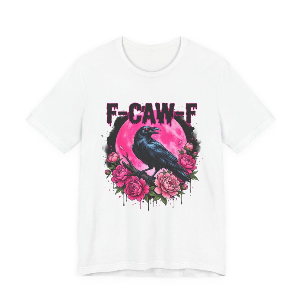F-Caw-F Crow Pink Moon Peony T-Shirt in White
