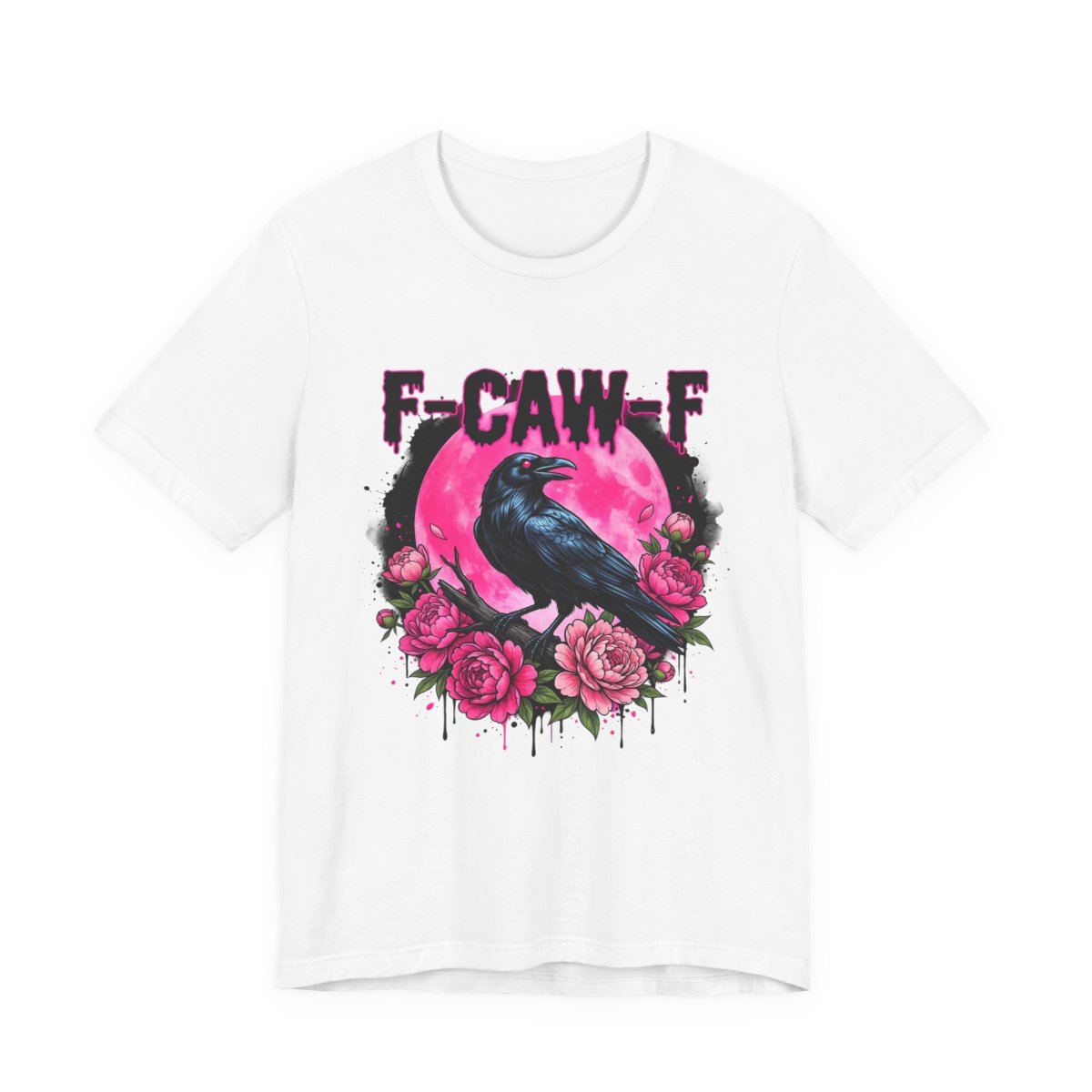 F-Caw-F Crow Pink Moon Peony T-Shirt in White