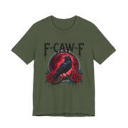 F-Caw-F Crow Red Moon Roses T-Shirt in Military Green