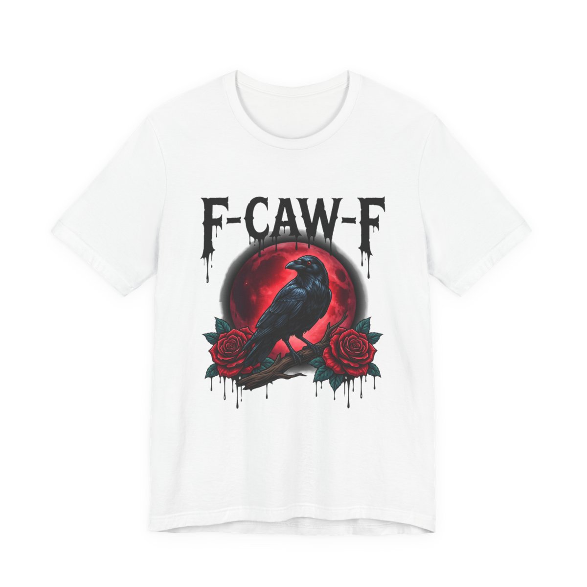 F-Caw-F Crow Red Moon Roses T-Shirt in White