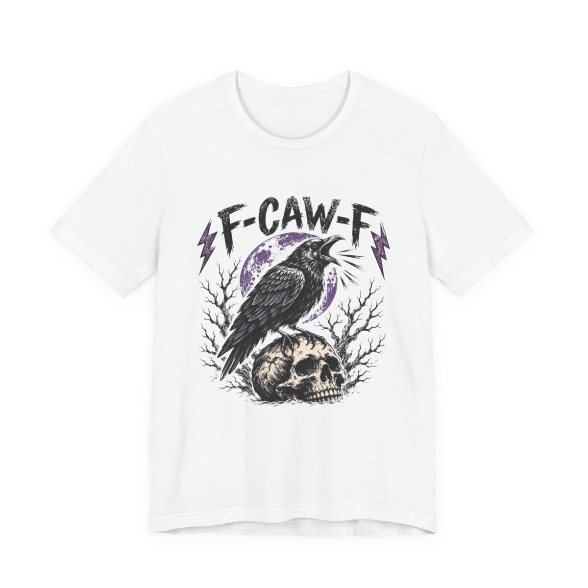 F-Caw-F Crow Skull Purple Moon T-Shirt in White