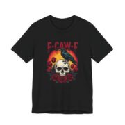 F-Caw-F Crow Skull Roses Halloween T-Shirt in Black